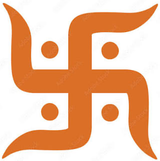 Swastik symbol drawn with turmeric